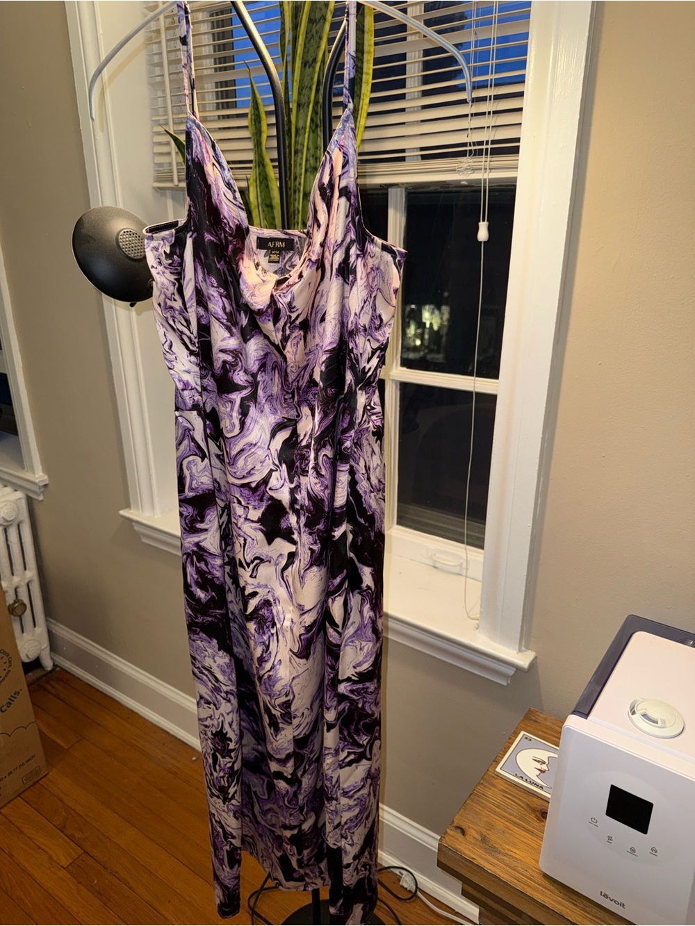 AFRM Purple Marble Slip Dress